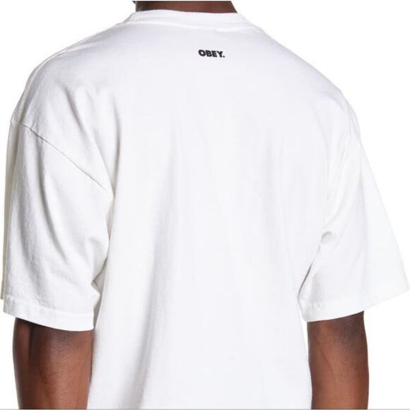 Obey Lips Graphic Crewneck T-shirt White Size Small - Picture 3 of 9